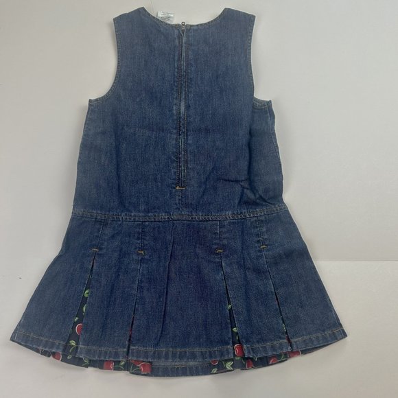 NWT Gymboree Girl Denim Pleated Cherry Jumper & Cherry Short Sleeve Cardigan 4 - Picture 4 of 8